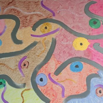 Картина под названием "Multiple" - Amelie Mondain, Подлинное произведение искусства, Акварель Установлен на Деревянная рама…