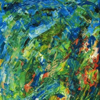Peinture intitulée "Le lagon bleu" par Amélie Fournier, Œuvre d'art originale, Huile