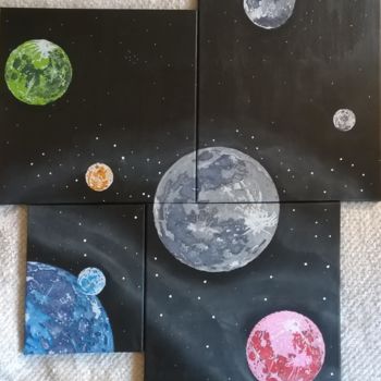 Painting titled "moons' galaxy" by Am, Original Artwork, Acrylic