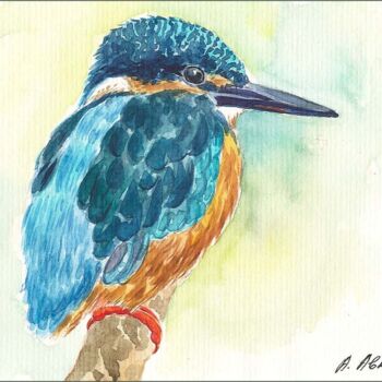 Painting titled "Kingfisher" by Amelly Abraham, Original Artwork