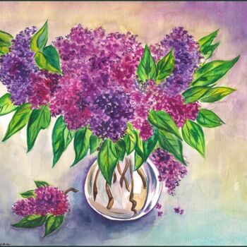 Malarstwo zatytułowany „Lilacs” autorstwa Amelly Abraham, Oryginalna praca
