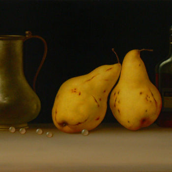 Painting titled "Still life with pea…" by Aleksandr Melnikov, Original Artwork, Oil