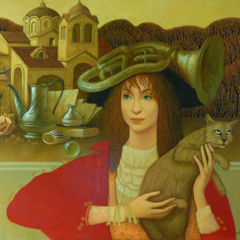 Painting titled "Южанка" by Aleksandr Melnikov, Original Artwork, Oil