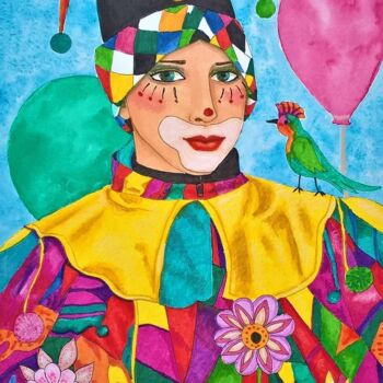 Painting titled "carnaval1." by Amena Nathan, Original Artwork, Ink