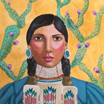 Peinture intitulée "indian woman" par Amena Nathan, Œuvre d'art originale, Gouache