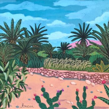 Painting titled "paysage" by Amena Nathan, Original Artwork, Gouache
