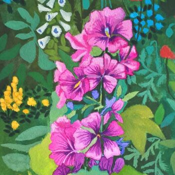 Peinture intitulée "fleurs" par Amena Nathan, Œuvre d'art originale, Gouache