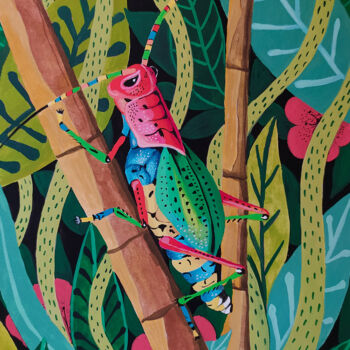 "illustration criquet" başlıklı Tablo Amena Nathan tarafından, Orijinal sanat, Guaş boya