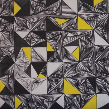Drawing titled "DELTA YELLOW" by Amen Amor, Original Artwork, Ink