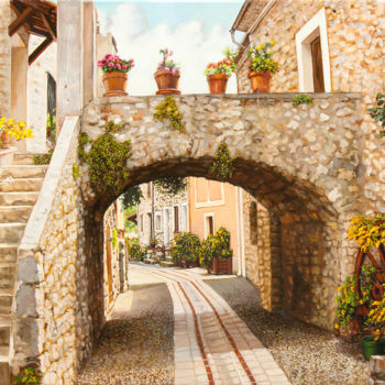 Painting titled "Aspremont Village I…" by Dominique Amendola (Amendolaart), Original Artwork, Oil