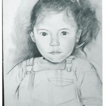Drawing titled "petite fille  essao…" by Amennou Abdellah, Original Artwork