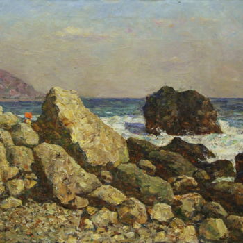 Painting titled "Морской берег" by Vladimir Georgievich Gremitskikh, Original Artwork, Oil