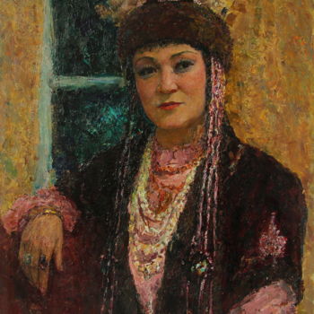 Peinture intitulée "Портрет Кайыргуль С…" par Vladimir Georgievich Gremitskikh, Œuvre d'art originale, Huile