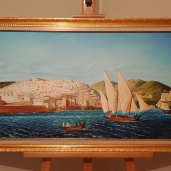 Schilderij getiteld "La Baie d'Alger 186…" door A.Khenache, Origineel Kunstwerk, Olie