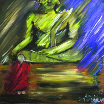 Pittura intitolato "Bouddha" da Amine Bouabdallah, Opera d'arte originale, Olio