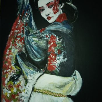 Malarstwo zatytułowany „Geisha” autorstwa Amine Bouabdallah, Oryginalna praca, Akryl