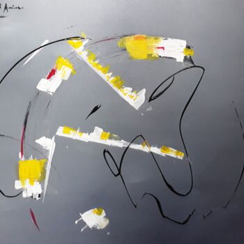 Картина под названием "'Mouvement abstrait…" - Amine Cadi, Подлинное произведение искусства, Акрил Установлен на Деревянная…