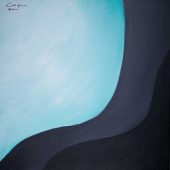 Painting titled "vague bleue 1" by Amine Cadi, Original Artwork, Acrylic