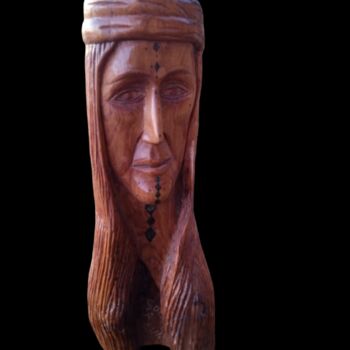 Skulptur mit dem Titel "Femme Berbère" von Amirouche Soula, Original-Kunstwerk, Holz