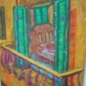 Schilderij getiteld "The Balcony" door Amir Wahib, Origineel Kunstwerk, Olie