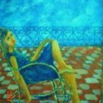Pittura intitolato "The Rocking Chair" da Amir Wahib, Opera d'arte originale, Olio