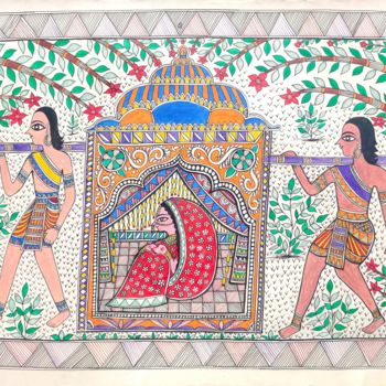 Malerei mit dem Titel "Madhubani Painting" von Amit Kumar, Original-Kunstwerk, Acryl