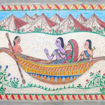 Painting titled "Madhubani Painting2" by Amit Kumar, Original Artwork, Acrylic