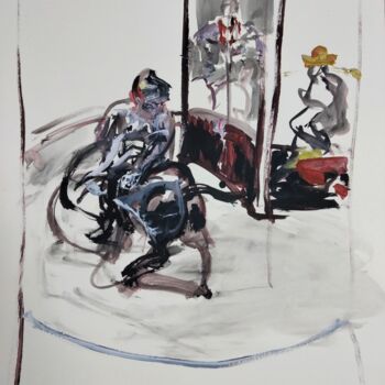 Pittura intitolato ""Rodeo"" da Amit Ari, Opera d'arte originale, Gouache