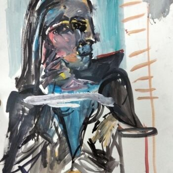 Pittura intitolato ""Portrait of Dora M…" da Amit Ari, Opera d'arte originale, Gouache