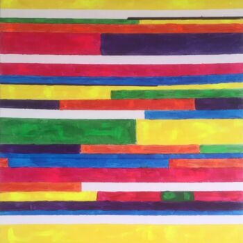 Painting titled "Rayures colorées" by Amma, Original Artwork, Acrylic