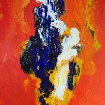 Painting titled "Fuego" by Anne-Marie Mailliere, Original Artwork, Acrylic