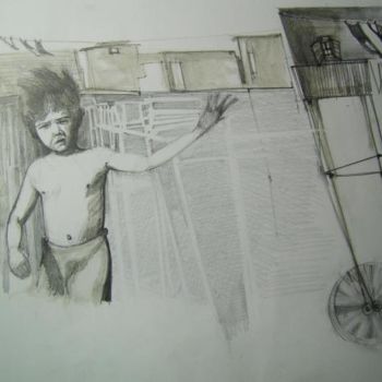 Dibujo titulada "El viento" por Amneris, Obra de arte original
