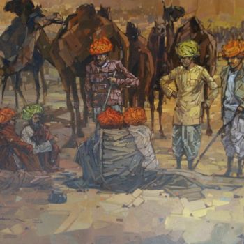 Painting titled "RAJASTHAN LOCATION" by Amol Khatal, Original Artwork, Acrylic