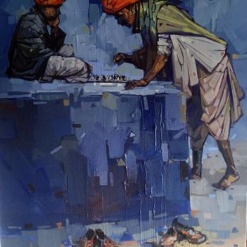 Painting titled "VILLEGE LIFE" by Amol Khatal, Original Artwork, Acrylic