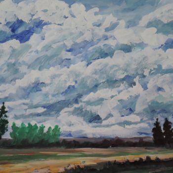 Malerei mit dem Titel "Wolkenspiel" von Abdul Mouzayek, Original-Kunstwerk, Acryl