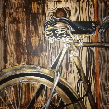 Painting titled "Bicicleta antigua f…" by Amparo Borras Casbas, Original Artwork, Acrylic