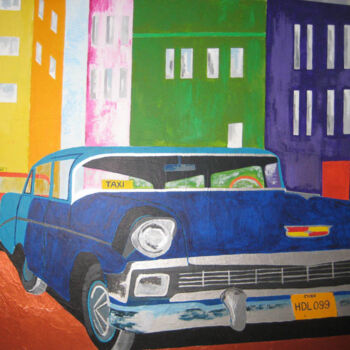 Painting titled "Coche a color" by Amparo Borras Casbas, Original Artwork, Acrylic