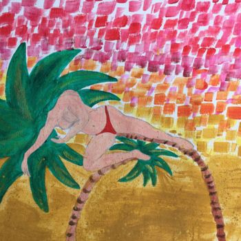 Peinture intitulée "Femme palmier" par Amrita Depraz, Œuvre d'art originale, Acrylique