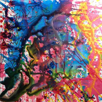 Painting titled "Bain de couleurs" by Amrita Depraz, Original Artwork, Acrylic
