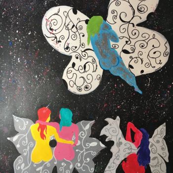 Malerei mit dem Titel "Femmes Fleurs" von Amrita Depraz, Original-Kunstwerk, Acryl