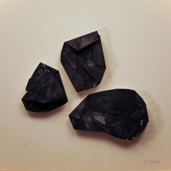 Sculpture titled "Rochers de Kyoto" by Sylvianne Abrias Murat, Original Artwork, Paper Mounted on Cardboard