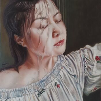 Ζωγραφική με τίτλο "Summer" από Amy Jiang, Αυθεντικά έργα τέχνης, Λάδι Τοποθετήθηκε στο Ξύλινο φορείο σκελετό