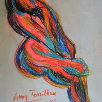 Drawing titled "Réflexions" by Amy Torrilhon, Original Artwork, Chalk Mounted on Other rigid panel