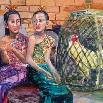 绘画 标题为“Balinese Girls & Ro…” 由Amy Zausmer, 原创艺术品, 油