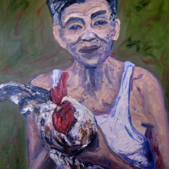 绘画 标题为“Balinese man and Ro…” 由Amy Zausmer, 原创艺术品, 油