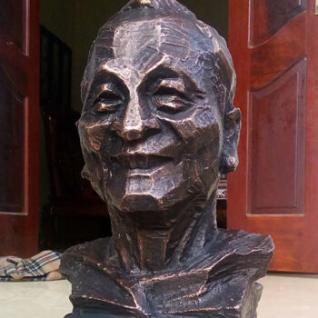 Sculpture titled "Portrait of musicia…" by An Dang Quoc, Original Artwork, Bronze