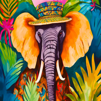 Digital Arts titled "Elephant Whimsical…" by An0n, Original Artwork, Digital Print