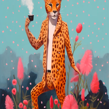 Artes digitais intitulada "Eclectic Cheetah" por An0n, Obras de arte originais, Imagem gerada por IA