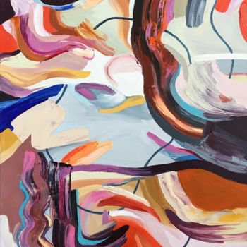 Schilderij getiteld ""Storm" Abstract Oi…" door Ana Costov, Origineel Kunstwerk, Olie Gemonteerd op Houten paneel