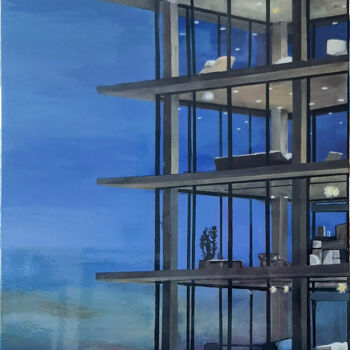 Painting titled "The glass building" by Ana Del Castillo Ibarrola, Original Artwork, Acrylic